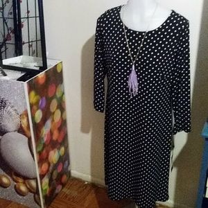 Tommy Hilfiger polkadot black and white dress 3/4 sleeves size 10 new with tag